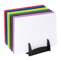 Commercial Chopping Board Set | Low Density Colour Coded Boards with Rack | 450x300x10mm | 7 Pack | Hygiplas CH041