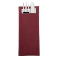 Cutlery Pouch | Burgundy Cutlery Pouch | With White Napkin | Europochette (Pack of 500)