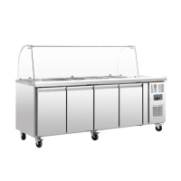 Commercial Refrigerated Saladette Counter | Four Door Gastronorm Prep Fridge | U-Series | Polar CT395