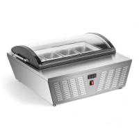 Countertop Display Prep Fridge | Refrigerated Showcase | 4 x GN1/3 Capacity | Curved Glass | King CW67