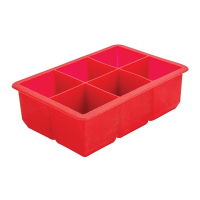 Commercial Silicone Ice Cube Mould | Six Cavity Ice Tray | Red | Beaumont 3350