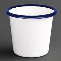 Enamel Sauce Cup | Condiment Dish | White and Blue | Olympia DC383