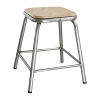 Low Stool | Galvanised Steel Stool | Wooden Seatpad | Pack of 4 | Bolero DE478