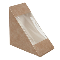 Recyclable Sandwich Wedges | Front-Loading Kraft Wedges | PLA Window | Colpac DF605