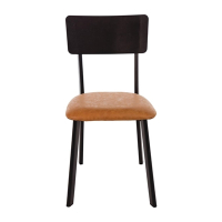 Metal & PU Side Chair | Vintage Dining Chair | Camel Leather-Look | Bolero DR300 (Pack of 4)