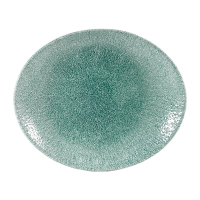Oval Coupe Plates | Jade Green Ceramic Plates | 317mm | Churchill Studio Prints Raku DW407