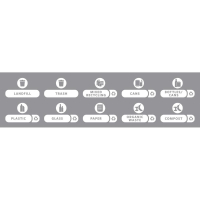 Recycling Label Kit | Self-Adhesive Stickers | Pack of 10 Sets | Rubbermaid SJRS DY108