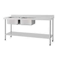 Commercial Double Sink Unit | Stainless Steel Sink with Right Hand Drainer | 1800 x 600mm | Vogue DY827