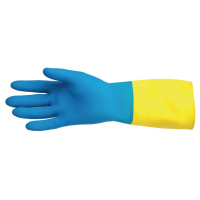 Liquid-Proof Heavy-Duty Janitorial Gloves | Chemical Resistant Cleaning Gloves | Blue and Yellow | MAPA Alto 405 FA296-XL