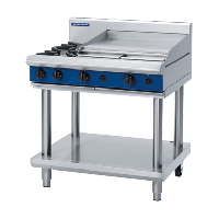 Commercial Gas Cooktop | 2 Open Burners and Griddle Plate | Natural Gas | 900mm | Blue Seal Evolution G516B-LS/N