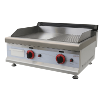 Commercial Gas Griddle | Heavy Duty Half Ribbed Griddle | 650mm Width | Modena GG65HR