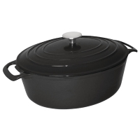 Oval Casserole Dish | Black Cast Iron Cookware | 6 Litre Capacity | Vogue GH310