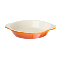 Round Cast Iron Gratin Dish | Orange Casserole Dish | 400ml Capacity | Vogue GH316