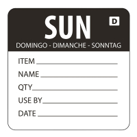Dissolvable Day of the Week Labels | Food Rotation Labels | Sunday | Vogue GH357