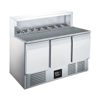 Commercial Pizza Prep Counter | 3 Door Compact Gastronorm Fridge | 368L Capacity | Blizzard BCC3PREPGRANITE