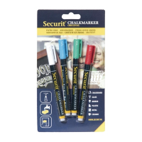 Liquid Chalk Pens | Securit Chalk Markers | 2mm Assorted Colours Set of 4 | Securit GJ550