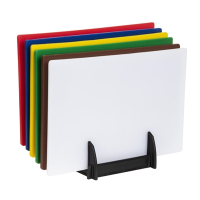Standard Low Density Chopping Board Set | Professional Cutting Boards | 6 Boards with Storage Rack | Hygiplas J258