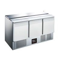Commercial 3 Door Gastronorm Saladette | Compact Refrigerated Prep Counter | With Cutting Board | 368L Capacity | Blizzard BSP3