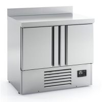 Compact Double Door Refrigerated Counter & Undercounter Fridge with Upstand, Stainless Steel, GN1/1 Shelves | Commercial Kitchen