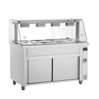 Commercial Bain Marie with Glass Display | Hot Food Display Cabinet | 4x Gastronorm 1/1 Capacity | Inomak MFV714