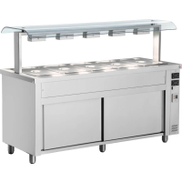 Commercial Bain Marie | Heated Food Display | 5x GN 1/1 | With Sneeze Guard | Inomak MQV718