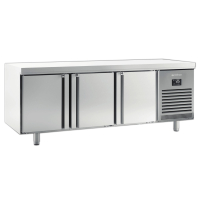 Commercial Freezer Counter with Triple Hinged Doors, Stainless Steel, Adjustable Shelves | AISI 304