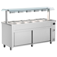 Commercial Bain Marie | Food Warmer | 3 x GN1/1 Capacity with Sneeze Guard | Inomak MRV711