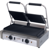 Commercial Panini Grill | Twin Contact Grill | Ribbed Plates | Modena TPG10