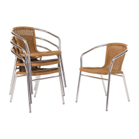 Aluminium and Natural Wicker Chair | Outdoor Restaurant Seating | Pack of 4 | Bolero U422