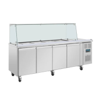 Commercial Saladette Counter | Refrigerated Pizza Prep Table | 4 Door with Sneeze Guard | Polar U-Series UA019