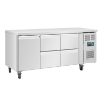 Commercial Counter Fridge | Single Door Refrigerator | 4 Drawer Storage | 358L Capacity | Polar UA020