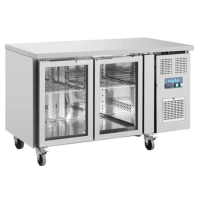 Commercial 2 Door Counter Fridge | Glass Door Refrigerator | 600L Capacity | Polar UA023
