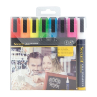 Liquid Chalk Pens | Chalkmaster Pens | 6mm Tip | Set of 8 Assorted Colours | Securit Y999