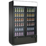 King KXG900H - 2 Hinged Glass Door Upright Drinks Fridge with LED canopy - 1120mm wide