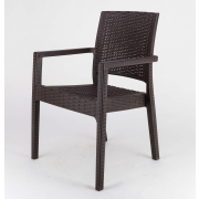 Borrello B1954 Metal and Wicker Rattan Stacking Outdoor Armchair in Brown. Pack of 4.