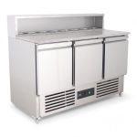 Commercial Pizza Prep Counter | 3 Door Refrigerated Counter | Marble Granite Top | King KPS1365.HD