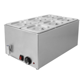 Commercial Wet Heat Bain Marie | 6 x GN 1/6 150mm | Food Warmer with Pans | Modena TBM6X6