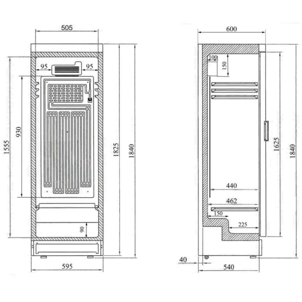 Interlevin SC381 Glass Door Merchandiser White Glass Door 595mm wide - right hinged.