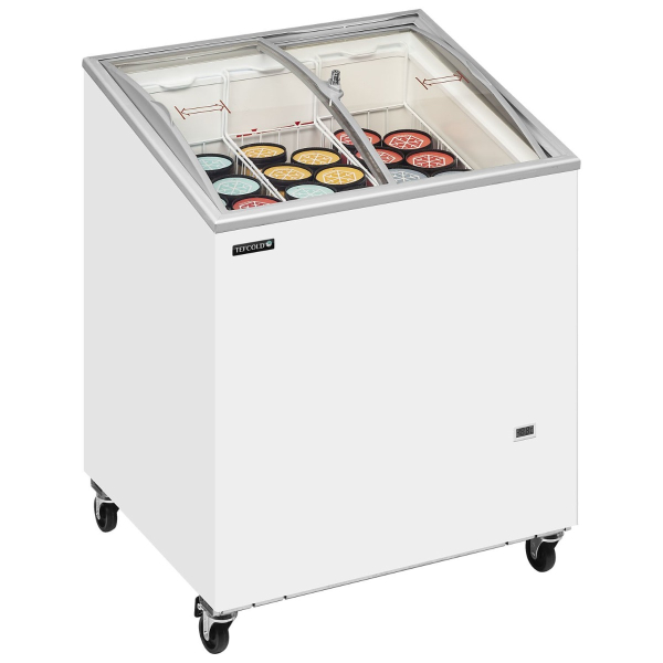 Tefcold IC200SCEB Sliding Curved Glass Lid Chest Freezer White Curved Lid 720mm wide