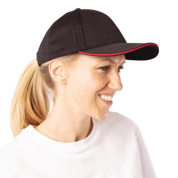 Colour by Chef Works Cool Vent Baseball Cap Black with Red A945