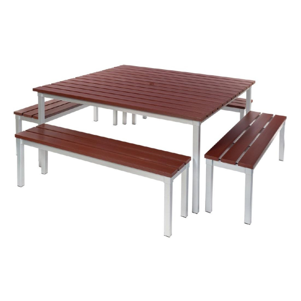 Enviro Square Outdoor Walnut Effect Faux Wood Table 1250mm CK811