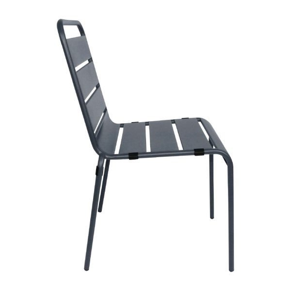 Bolero Grey Slatted Steel Side Chairs (Pack of 4) CS727