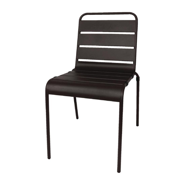 Bolero Black Slatted Steel Side Chairs (Pack of 4) CS728