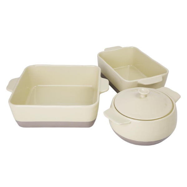 Olympia Cream And Taupe Ceramic Roasting Dish ⅓GN DB520
