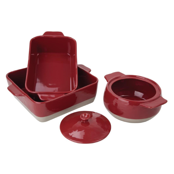 Olympia Red And Taupe Ceramic Roasting Dish ⅓GN DB522