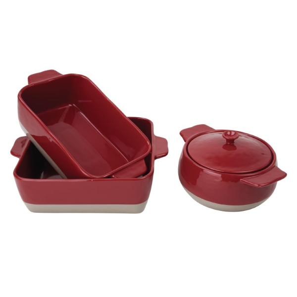 Olympia Red And Taupe Ceramic Roasting Dish ½GN DB527