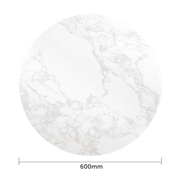 Bolero Round Marble Table Top White 600mm DC300
