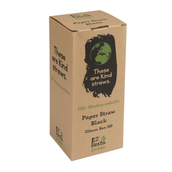 Fiesta Green Biodegradable Paper Straws Black DE926