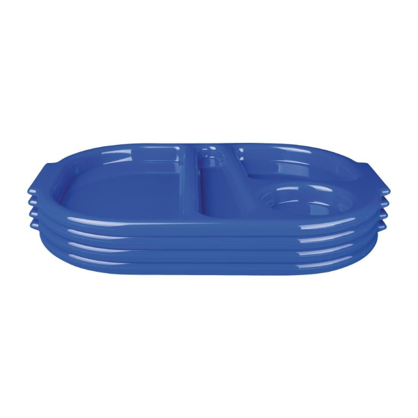 Kristallon Small Polycarbonate Compartment Food Trays Blue 322mm DL129
