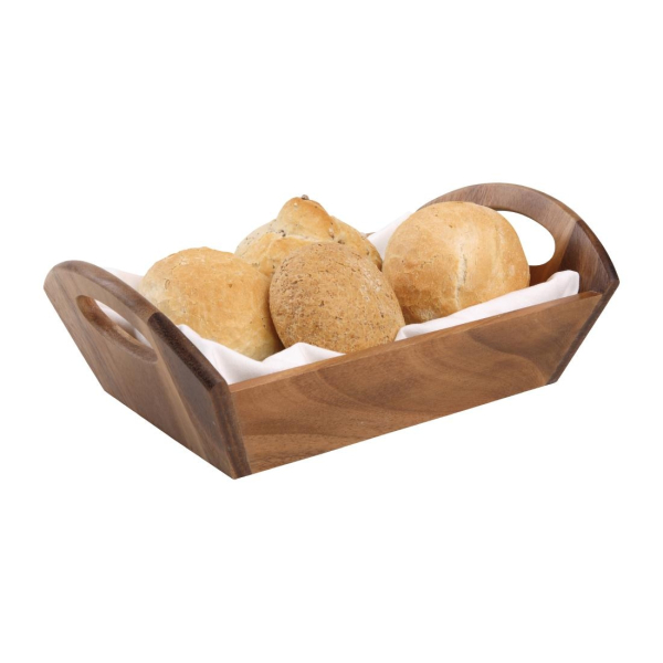 Acacia Wood Bread Basket with Handles DL146